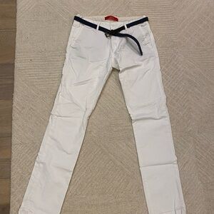 Stunning Zara White Pants with Belt - Size 31